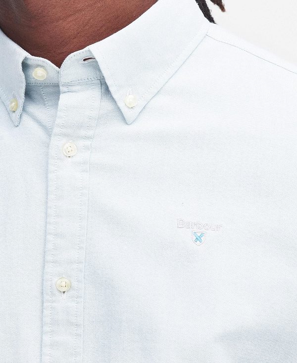 Barbour Oxford Tailored Short-sleeved Shirt Sky | BABO87774