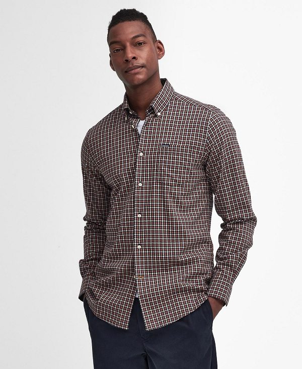 Barbour Padshaw Tailored Long-sleeved Shirt Navy | BABO87818