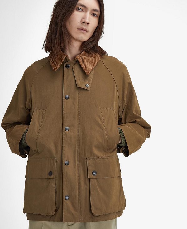 Barbour Peached Oversized Bedale Casual Jacket Dark Sand | BABO87501