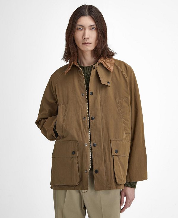 Barbour Peached Oversized Bedale Casual Jacket Dark Sand | BABO87501