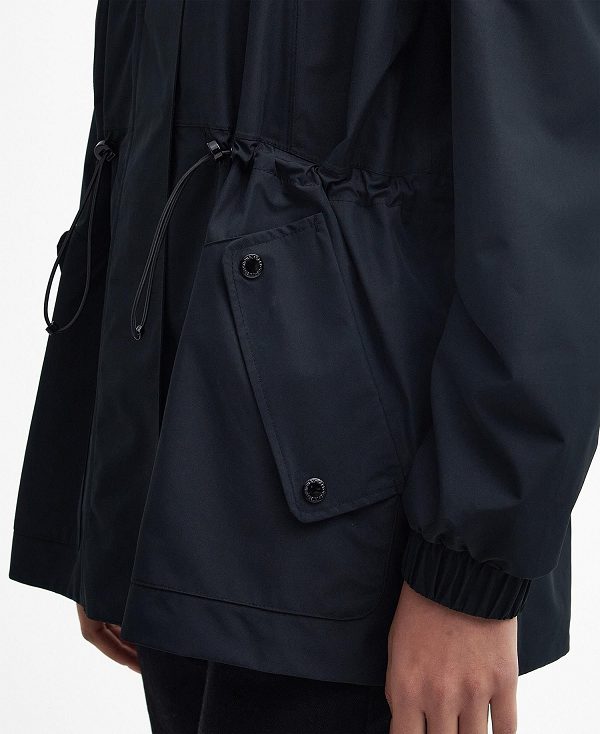 Barbour Pedal Oversized Waterproof Jacket Classic Black | BABO89387