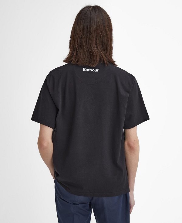 Barbour Pell Oversized Graphic T-shirt Black | BABO88394