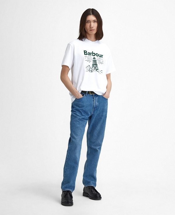 Barbour Pell Oversized Graphic T-shirt White | BABO88385