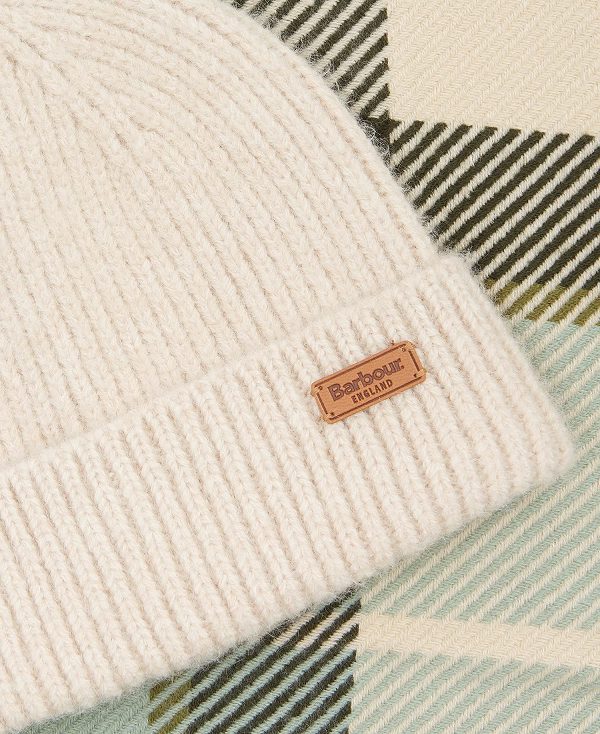 Barbour Pendle Beanie & Blair Scarf Gift Set Soft Mint | BABO90019