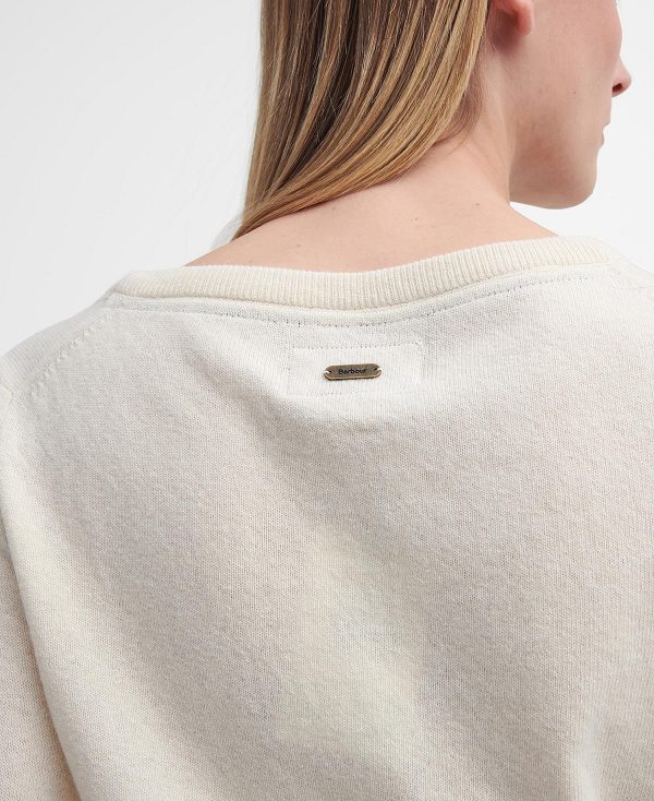 Barbour Pendle Crew Neck Jumper Beige | BABO89716