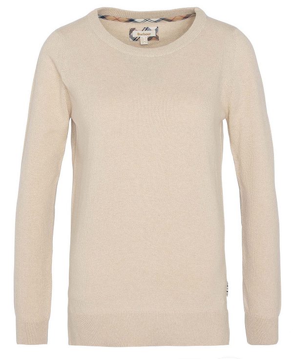 Barbour Pendle Crew Neck Jumper Honey/Hessian Tartan | BABO89715