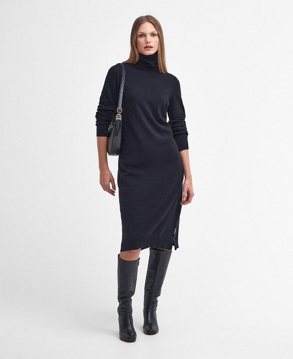 Barbour Pendle Knitted Midi Dress Classic Black | BABO89659