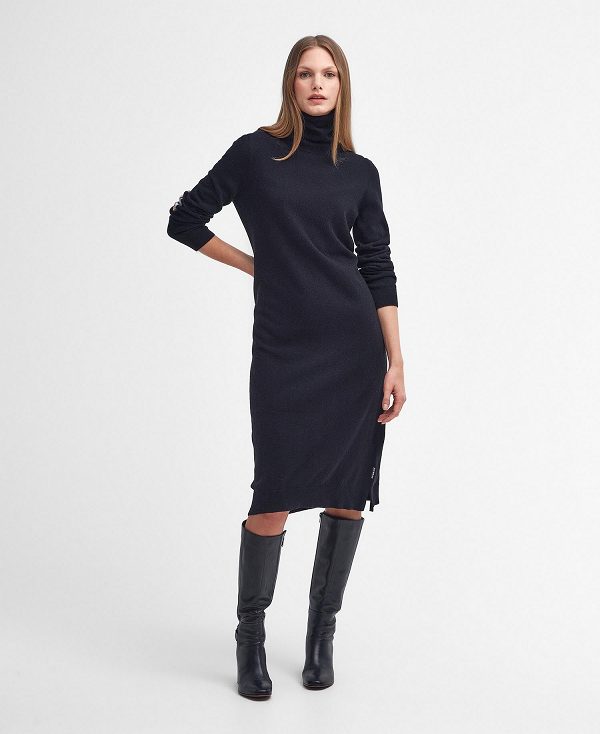 Barbour Pendle Knitted Midi Dress Classic Black | BABO89659