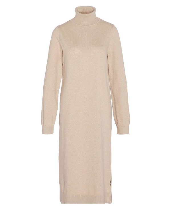 Barbour Pendle Knitted Midi Dress Honey | BABO89638