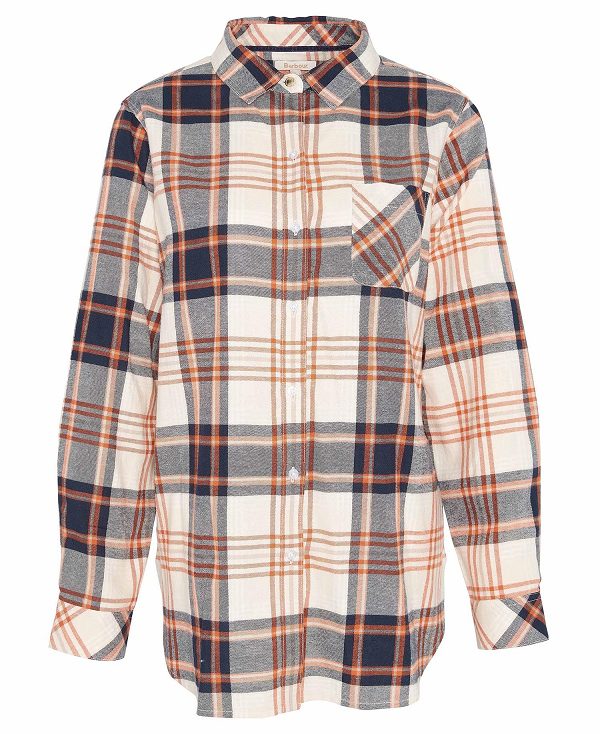 Barbour Pendula Regular Long-sleeved Shirt Cloud/Spiced Pumpkin Check | BABO89510