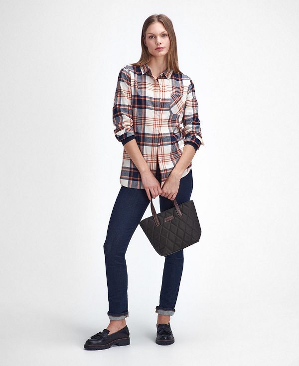 Barbour Pendula Regular Long-sleeved Shirt Cloud/Spiced Pumpkin Check | BABO89510