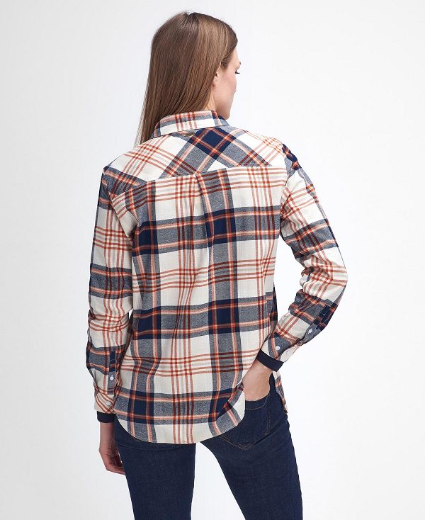 Barbour Pendula Regular Long-sleeved Shirt Cloud/Spiced Pumpkin Check | BABO89510