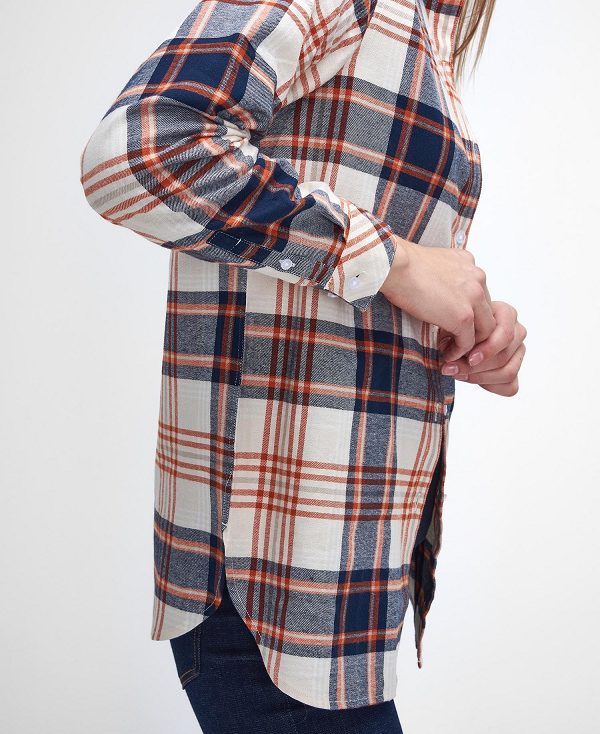 Barbour Pendula Regular Long-sleeved Shirt Cloud/Spiced Pumpkin Check | BABO89510