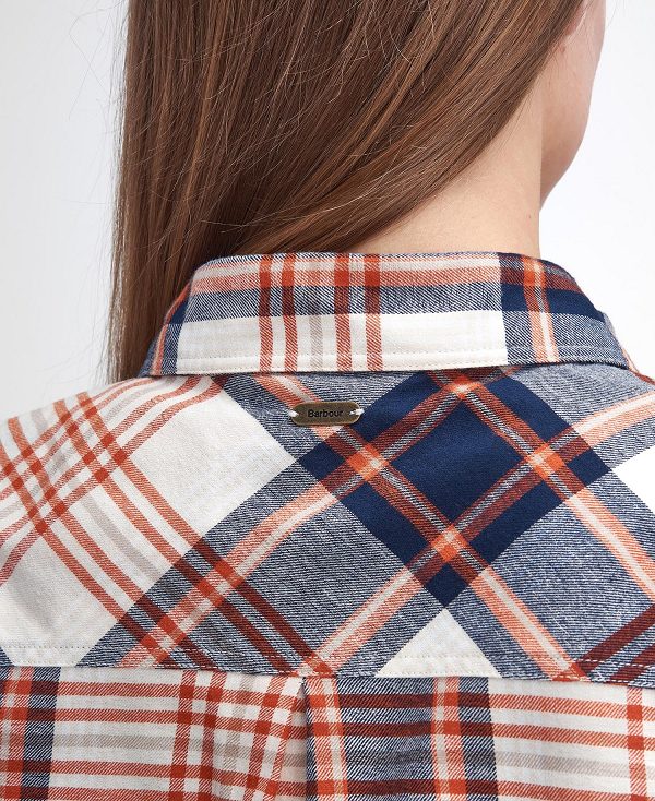 Barbour Pendula Regular Long-sleeved Shirt Cloud/Spiced Pumpkin Check | BABO89510