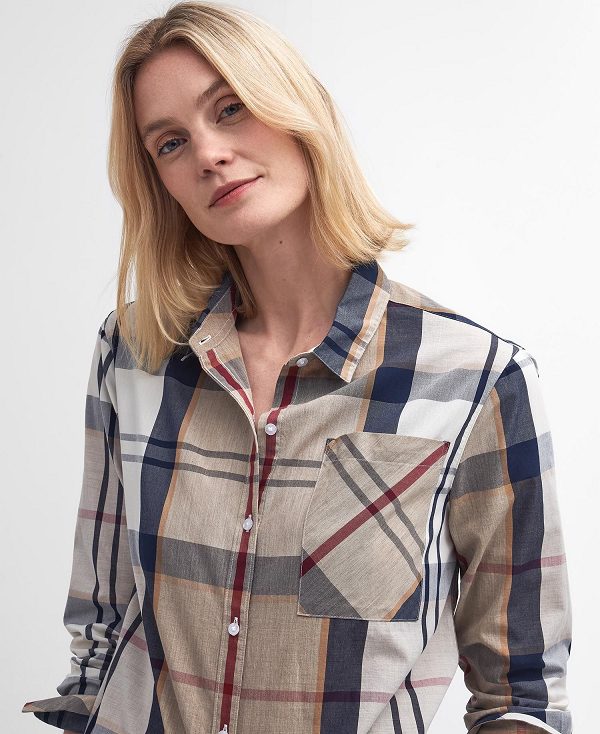 Barbour Perthshire Long-sleeved Shirt Hessian Tartan | BABO89516