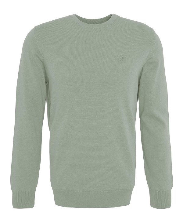 Barbour Pima Cotton Crew Neck Jumper Agave Green | BABO88500