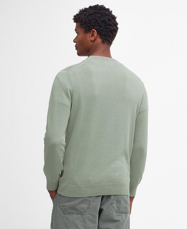 Barbour Pima Cotton Crew Neck Jumper Agave Green | BABO88500