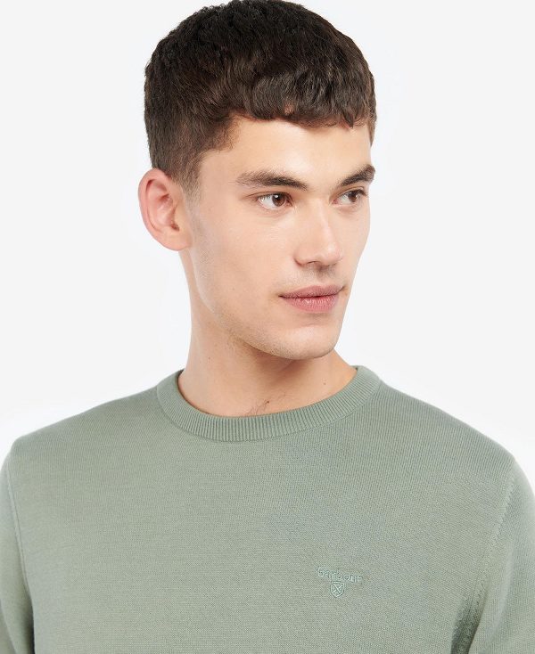 Barbour Pima Cotton Crew Neck Jumper Agave Green | BABO88500