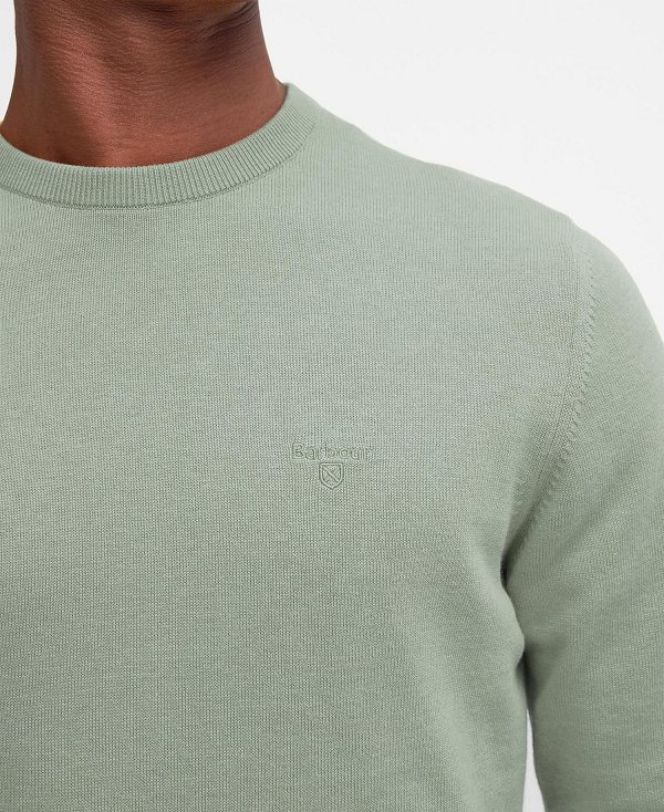 Barbour Pima Cotton Crew Neck Jumper Agave Green | BABO88500