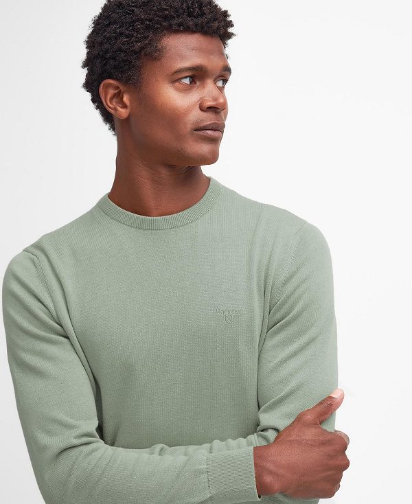 Barbour Pima Cotton Crew Neck Jumper Agave Green | BABO88500