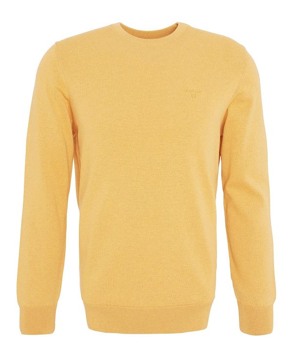 Barbour Pima Cotton Crew Neck Jumper Honey Gold | BABO88497