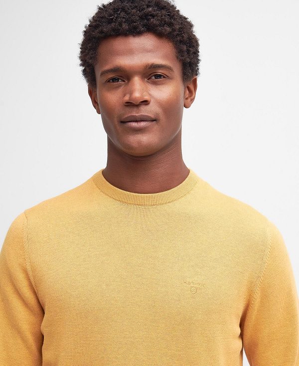 Barbour Pima Cotton Crew Neck Jumper Honey Gold | BABO88497