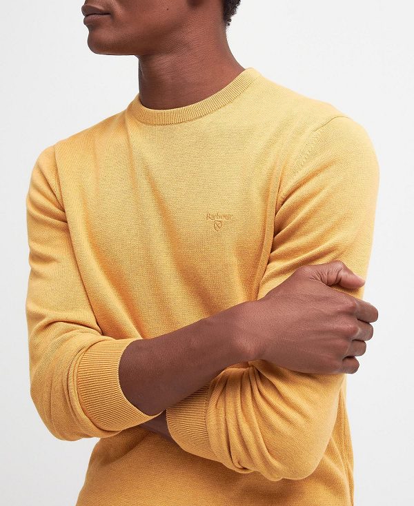 Barbour Pima Cotton Crew Neck Jumper Honey Gold | BABO88497