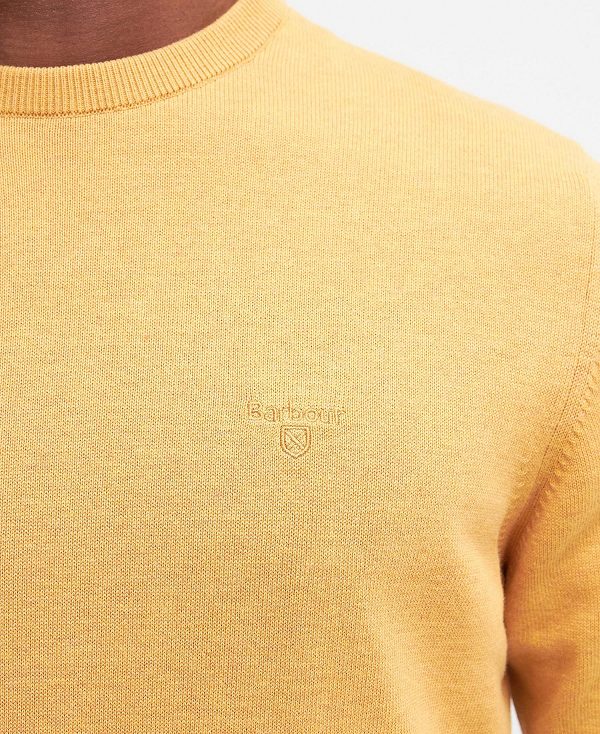 Barbour Pima Cotton Crew Neck Jumper Honey Gold | BABO88497