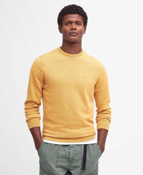 Barbour Pima Cotton Crew Neck Jumper Honey Gold | BABO88497