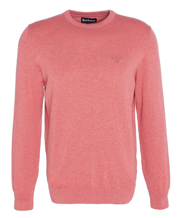 Barbour Pima Cotton Crew Neck Jumper Pink Clay | BABO88608