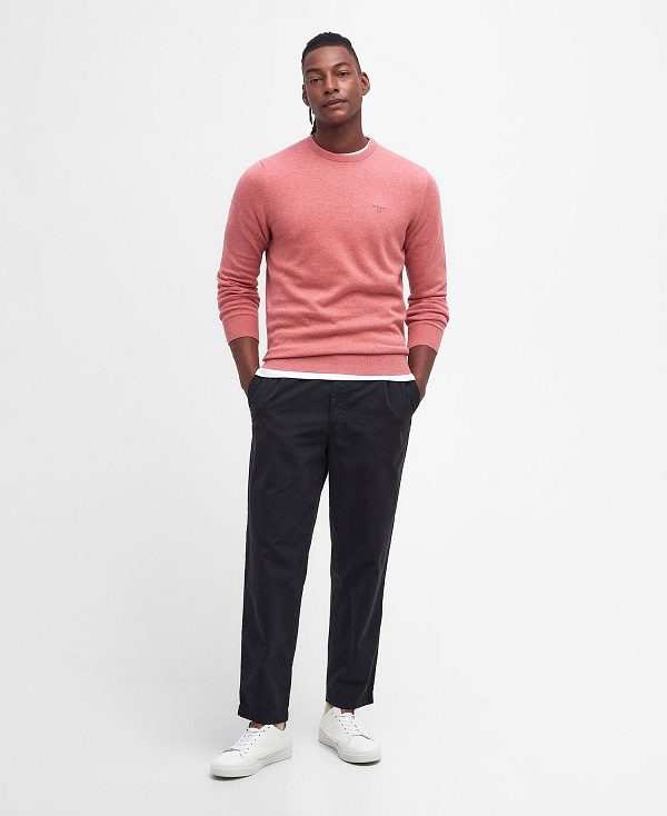 Barbour Pima Cotton Crew Neck Jumper Pink Clay | BABO88608