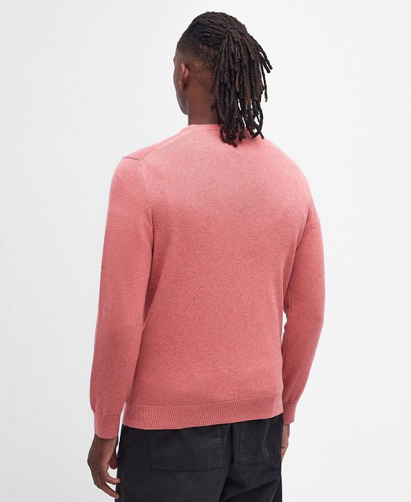 Barbour Pima Cotton Crew Neck Jumper Pink Clay | BABO88608