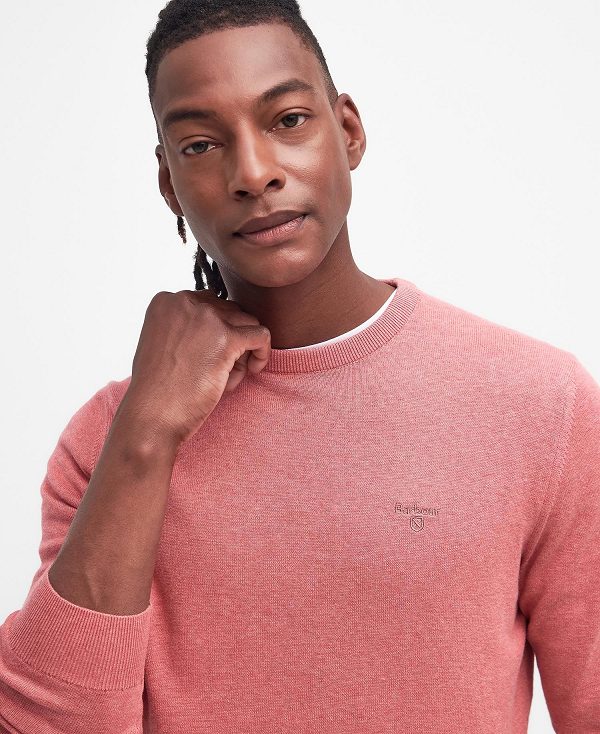 Barbour Pima Cotton Crew Neck Jumper Pink Clay | BABO88608