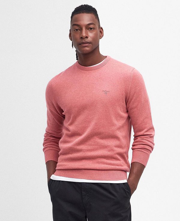 Barbour Pima Cotton Crew Neck Jumper Pink Clay | BABO88608