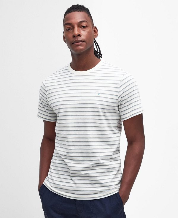 Barbour Ponte Striped T-shirt Ecru | BABO88365