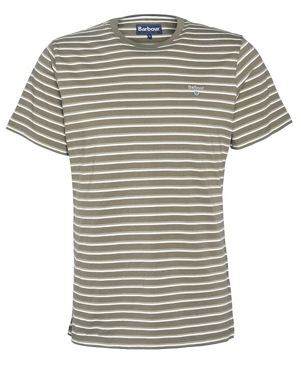 Barbour Ponte Striped T-shirt Pale Sage | BABO88369