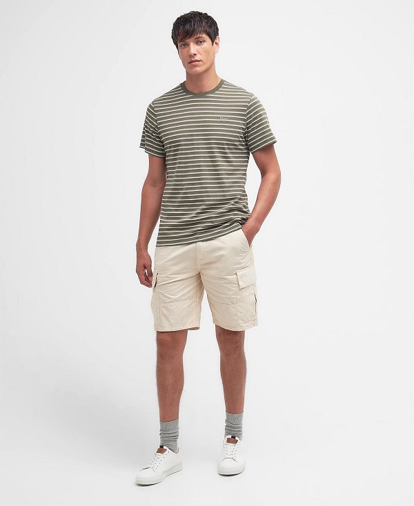 Barbour Ponte Striped T-shirt Pale Sage | BABO88369