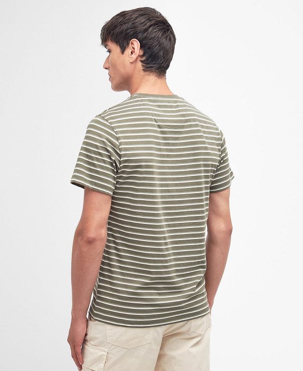 Barbour Ponte Striped T-shirt Pale Sage | BABO88369