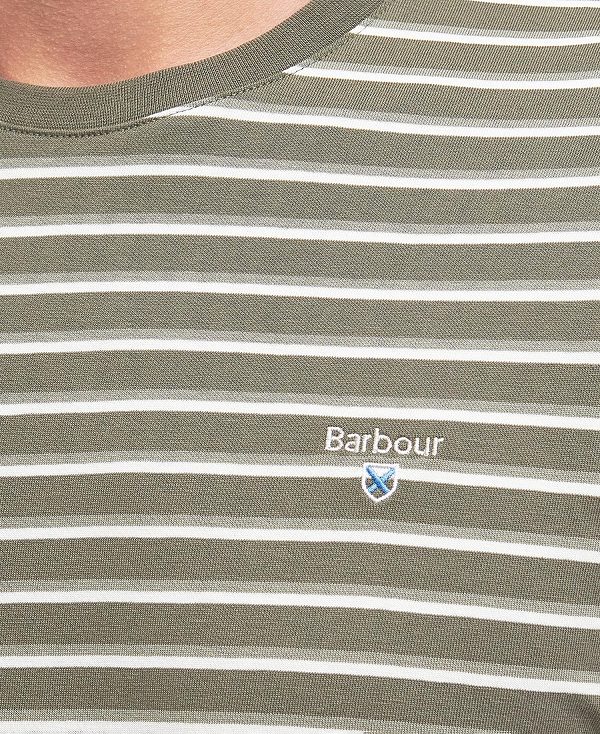 Barbour Ponte Striped T-shirt Pale Sage | BABO88369