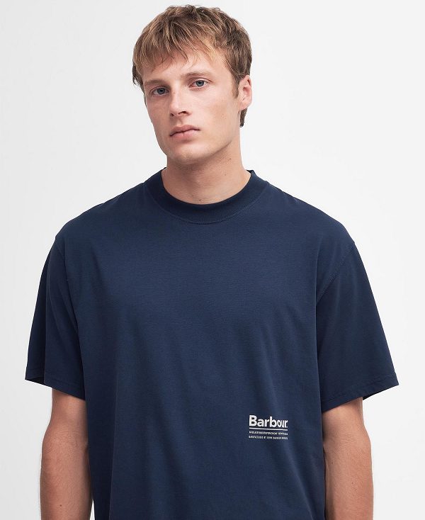 Barbour Portland Oversized T-shirt Classic Navy | BABO88322