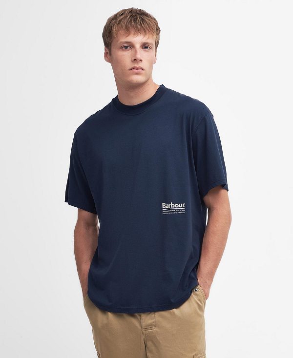 Barbour Portland Oversized T-shirt Classic Navy | BABO88322