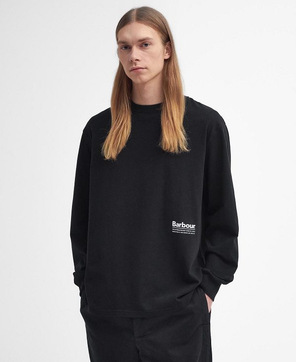 Barbour Portwell Oversized Long-sleeved T-shirt Black | BABO88405