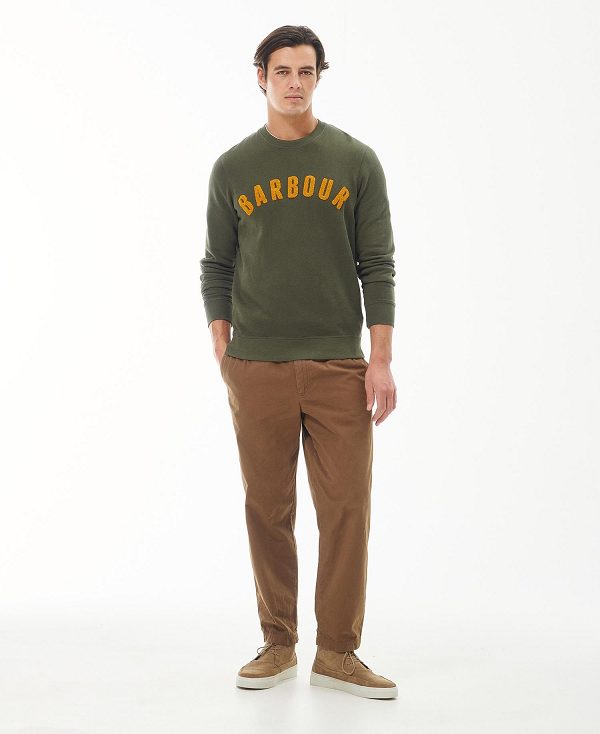 Barbour Prep Logo Crew Green | BABO88638