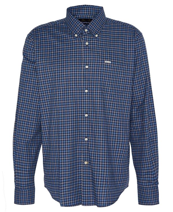 Barbour Preston Regular Long-sleeved Shirt Navy | BABO87910