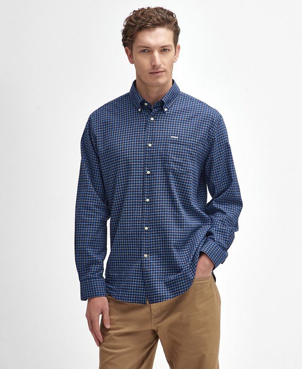 Barbour Preston Regular Long-sleeved Shirt Navy | BABO87910