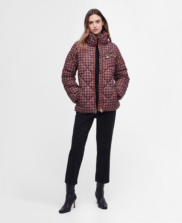 Barbour Printed Aurora Quilted Jacket Amaretto/Northumberland Check | BABO89271