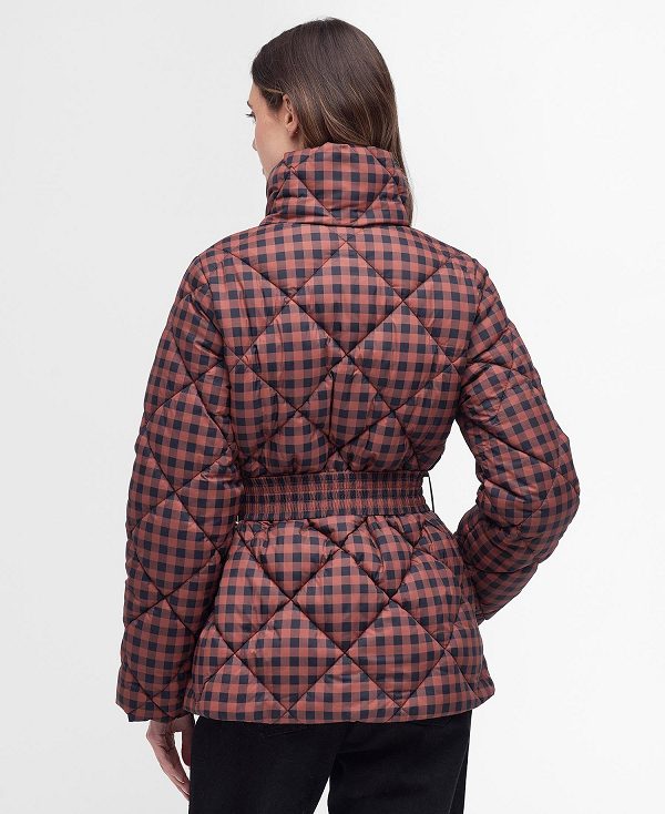 Barbour Printed Aurora Quilted Jacket Amaretto/Northumberland Check | BABO89271