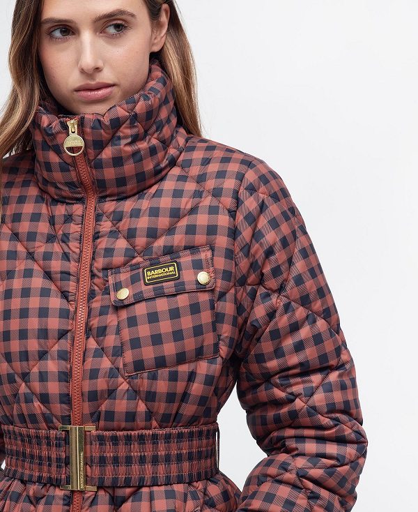 Barbour Printed Aurora Quilted Jacket Amaretto/Northumberland Check | BABO89271