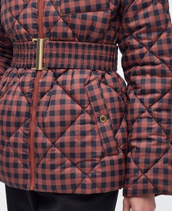 Barbour Printed Aurora Quilted Jacket Amaretto/Northumberland Check | BABO89271