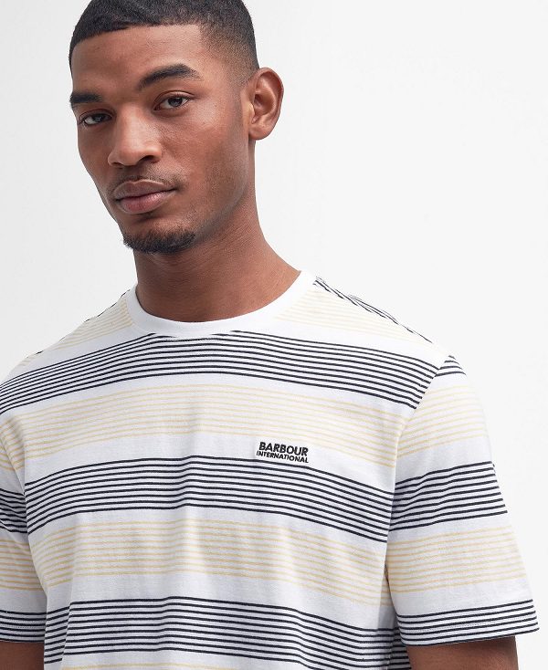 Barbour Putney Striped T-shirt Bright White | BABO88359